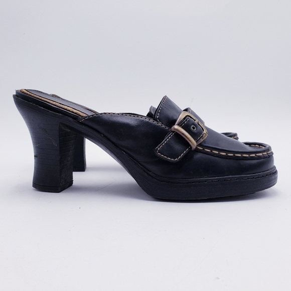 Vintage 90s y2k Mudd Bratz Brown Vegan Leather Chunky Heel Mules Size 8 - Picture 5 of 13